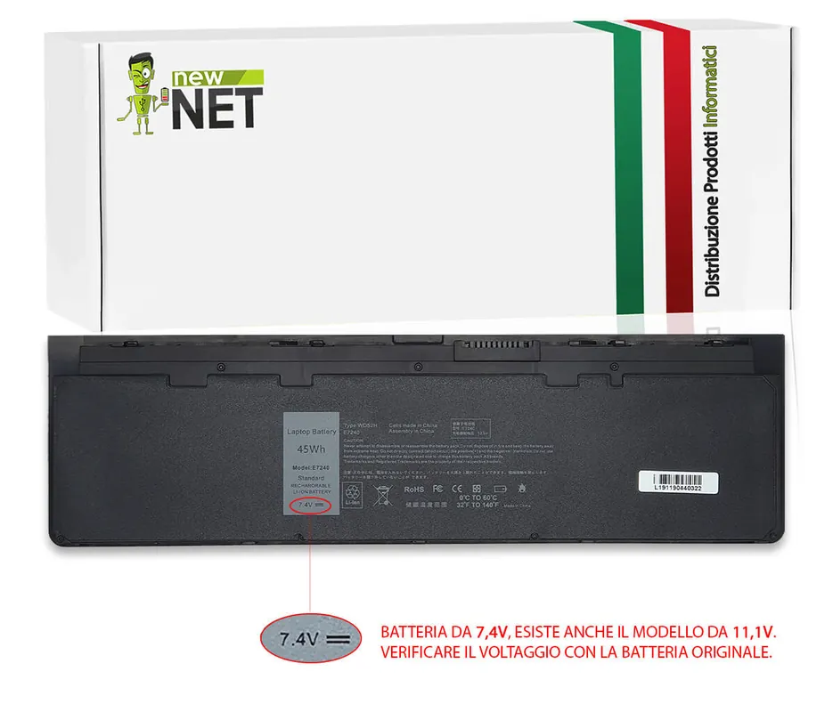 Batteria 45Wh per Dell Latitude E7240 – 7.4 V / 6000 mAh