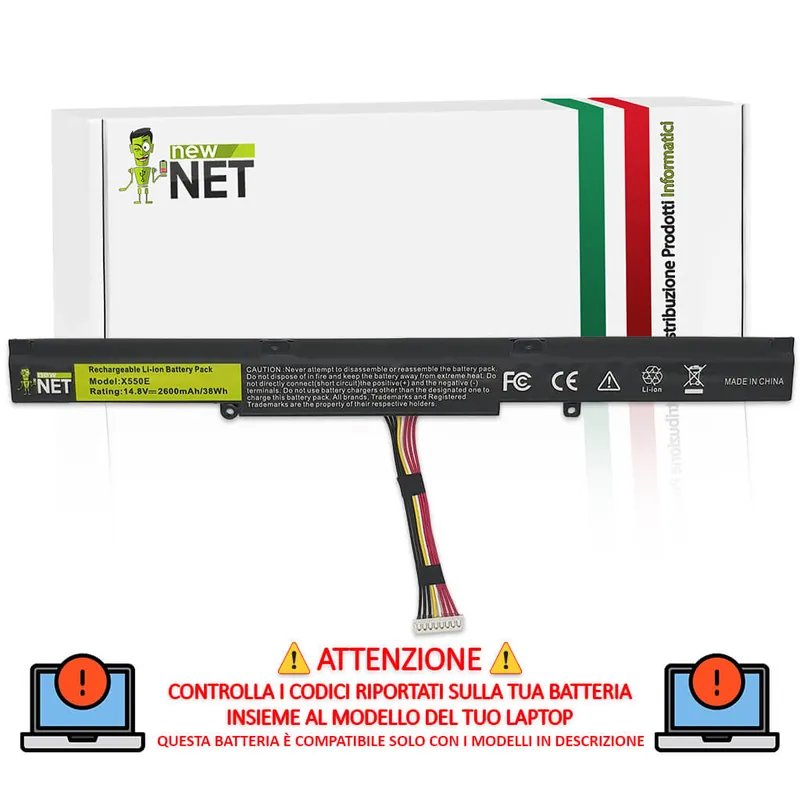 Batteria 39Wh per Asus F751 Serie – 14,4 V – 14,8 V / 2600 mAh