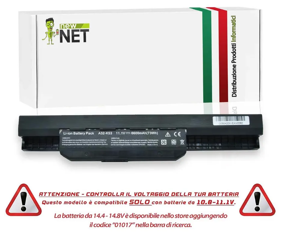Batteria 73Wh per Asus K53 Serie – 10.8-11.1 V / 6600mAh