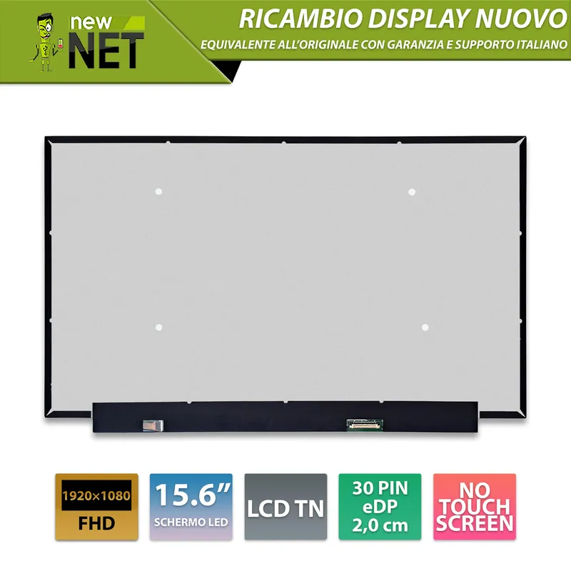 Display 15.6 pollici TN, connettore eDP 30 Pin, 1920 x 1080 Full HD 60Hz, PCB 28cm