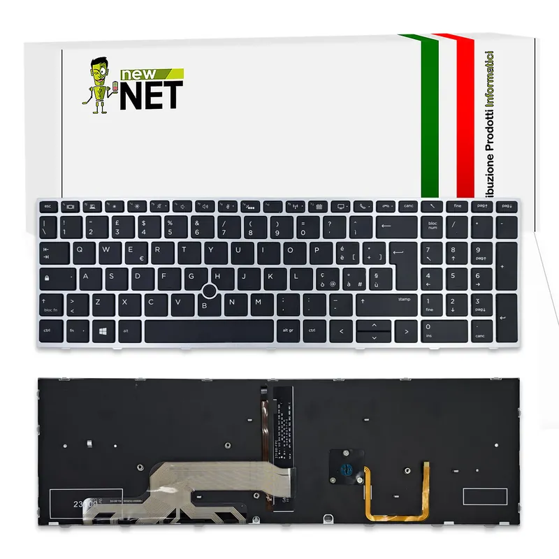Tastiera L28407-061 per HP ZBook 15, 17, G5, G6 silver, retroilluminata, con trackpoint