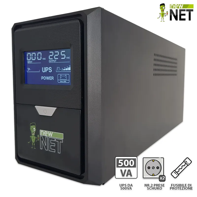 UPS 500VA 350W – Gruppo di continuità Stabilizzatore di Tensione Corrente con 2 uscite
