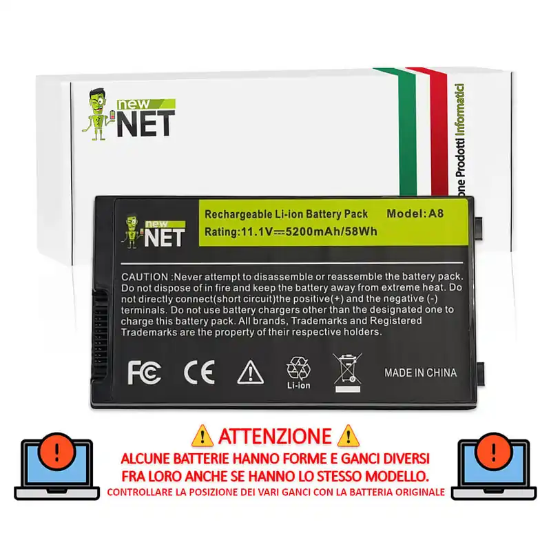 Batteria 58Wh per Asus A8 Serie – 10.8-11.1 V / 5200mAh