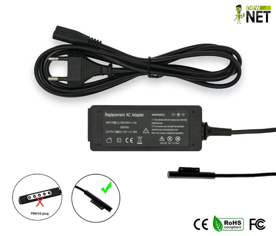 Alimentatore 36W per Microsoft Surface Pro – 12 V / 2.58 A – Magnetico