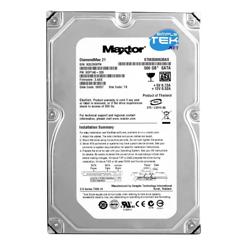 MAXTOR STM3500630AS 500GB 3,5″ SATA HARD DISK HDD DISCO RIGIDO COMPUTER FISSO