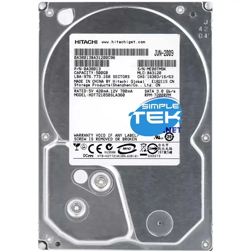 HITACHI 500GB HDD 3,5″ SATA HARD DISK DISCO RIGIDO DVR PC DESKTOP SERVER NAS