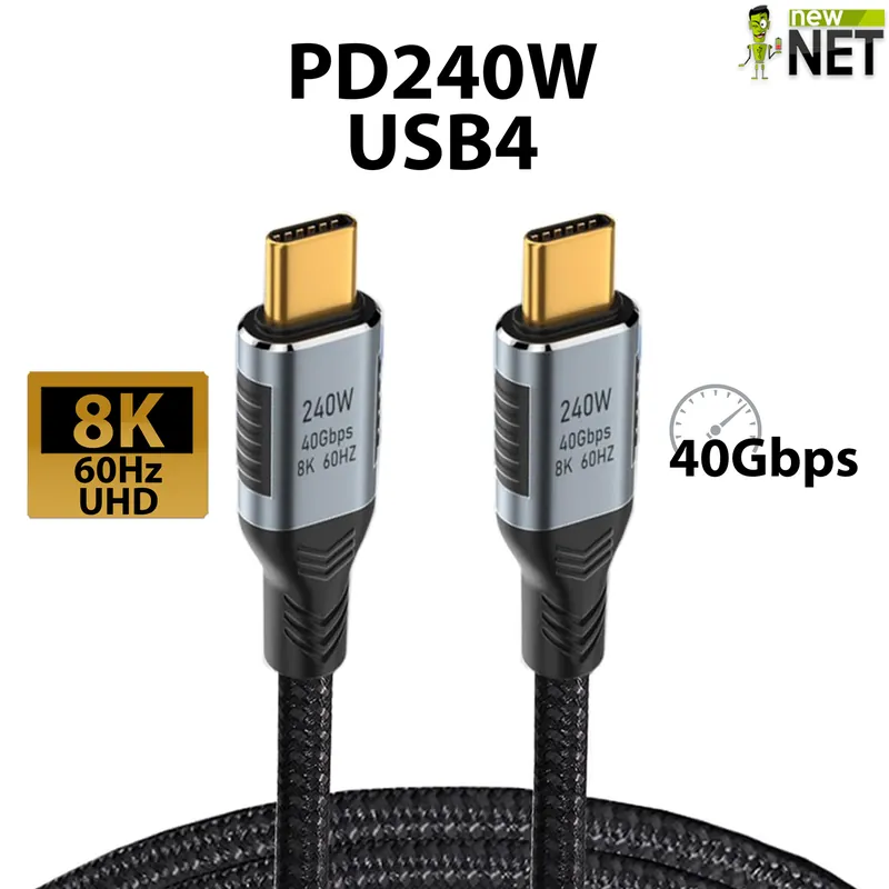 Cavo Type-C / Type-C USB4 (1 Metro) 40Gbps, Supporto 8K, Ricarica Rapida da 240W
