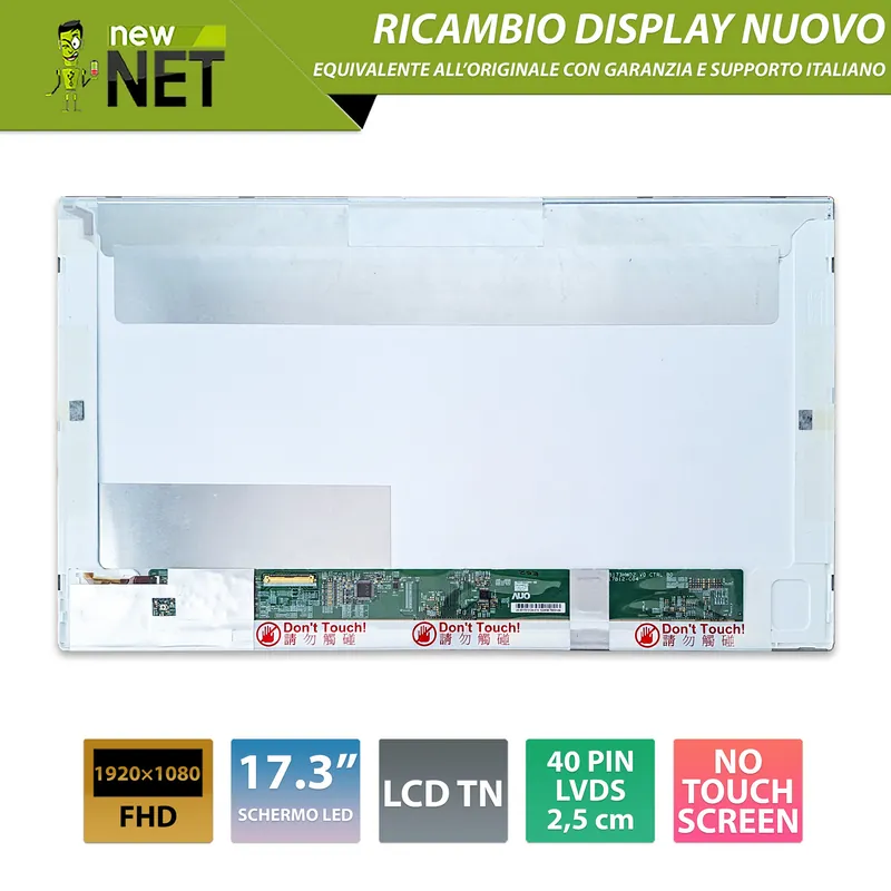 Display B173HW02 V.1 LCD TN 17.3 pollici 40 pin LVDS, 1920×1080 FHD