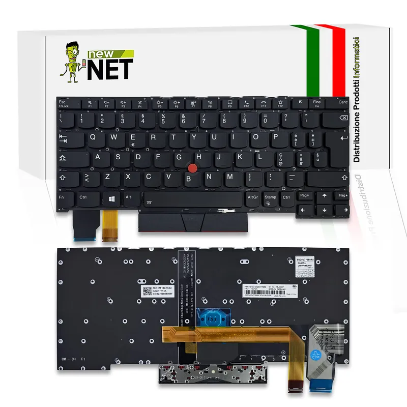 Tastiera retroilluminata senza frame per Lenovo ThinkPad X13 Yoga Gen 1 con trackpoint