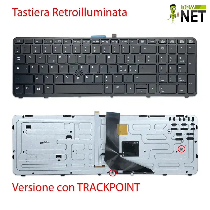 Tastiera per Hp Zbook 15 G1, 15 G2, 17 G1, 17 G2 con frame, trackpoint, retroilluminata