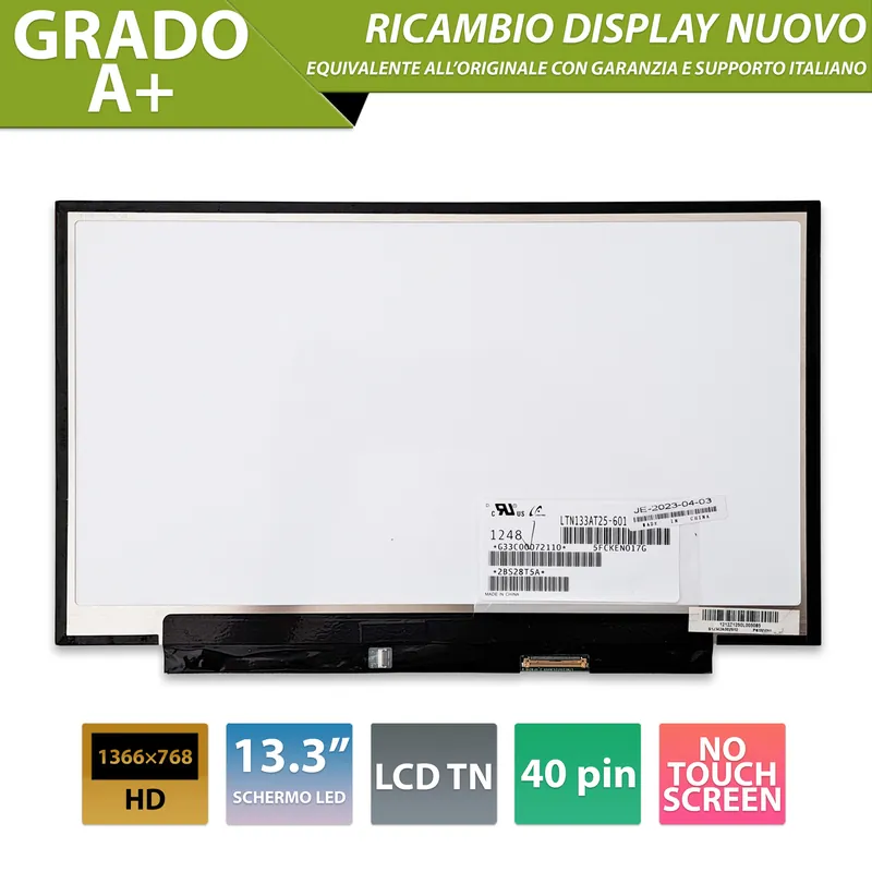 Display LCD 13.3″ LTN133AT25-601 40 Pin LVDS, PCB 22cm, 1366×768 HD TN