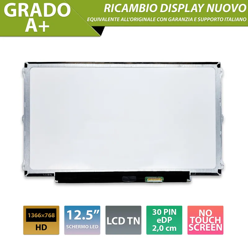 Display IPS 12,5″ 1366×768 HD per HP EliteBook 820 G1, G2, G3, eDP 30 pin, PCB 20.3cm