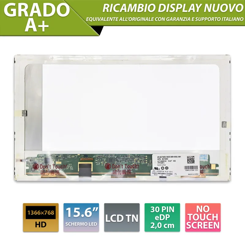 Display LP156WH2-TPB1 per Dell Latitude E5510, LCD TN 15.6 pollici 30 Pin eDP, 1366×768 WXGA