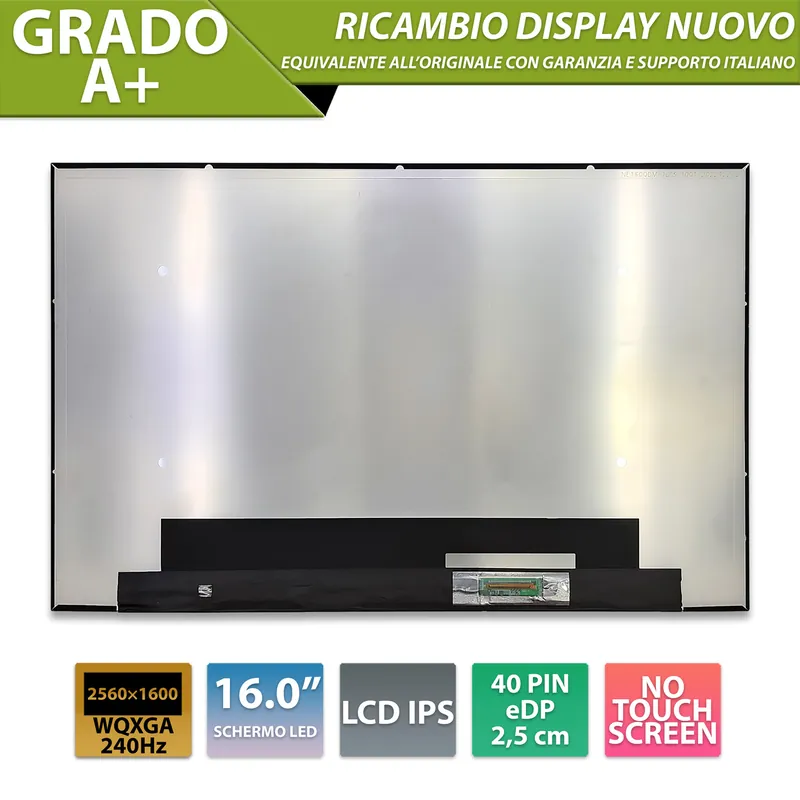 Display NE160QDM-NZ3 V8.2 16 pollici IPS, connettore eDP 40 pin, 2560×1600 240Hz 16 10