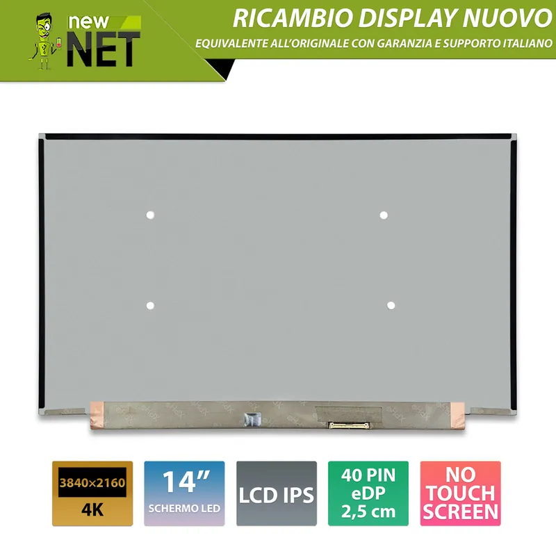 Display NV140QUM-N53 14,0 pollici IPS, connettore eDP 40 pin, 3840×2160 Ultra HD 4K