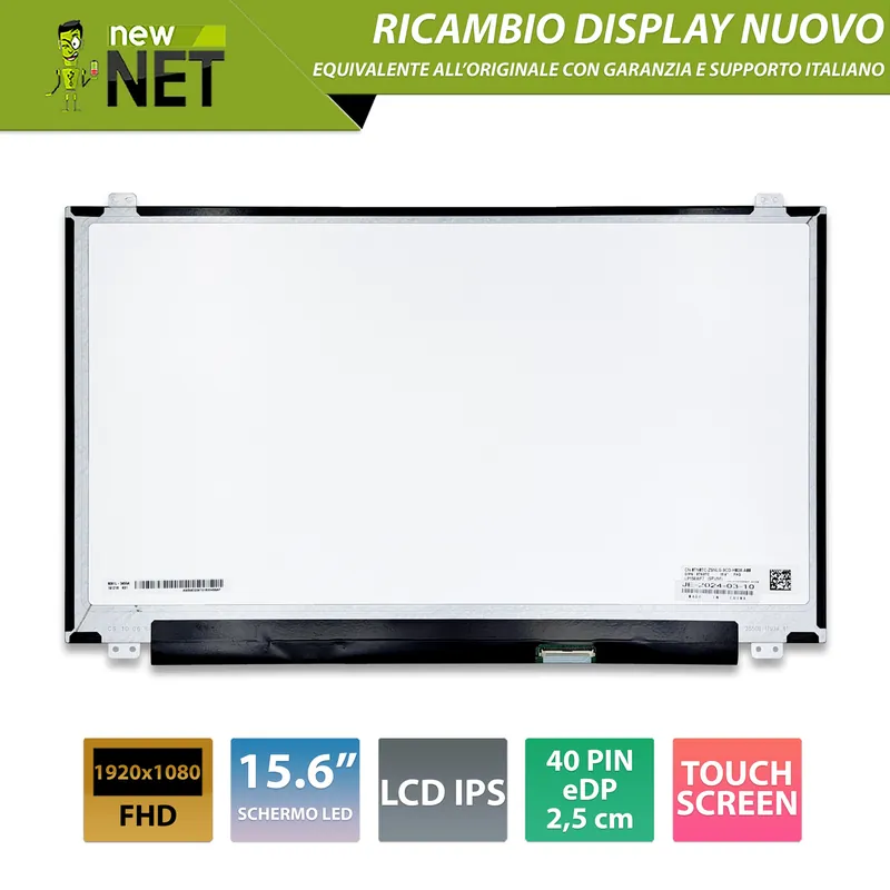 Display touchscreen LP156WF7-SPN1 15.6 pollici IPS, connettore eDP 40 pin, 1920×1080 Full HD