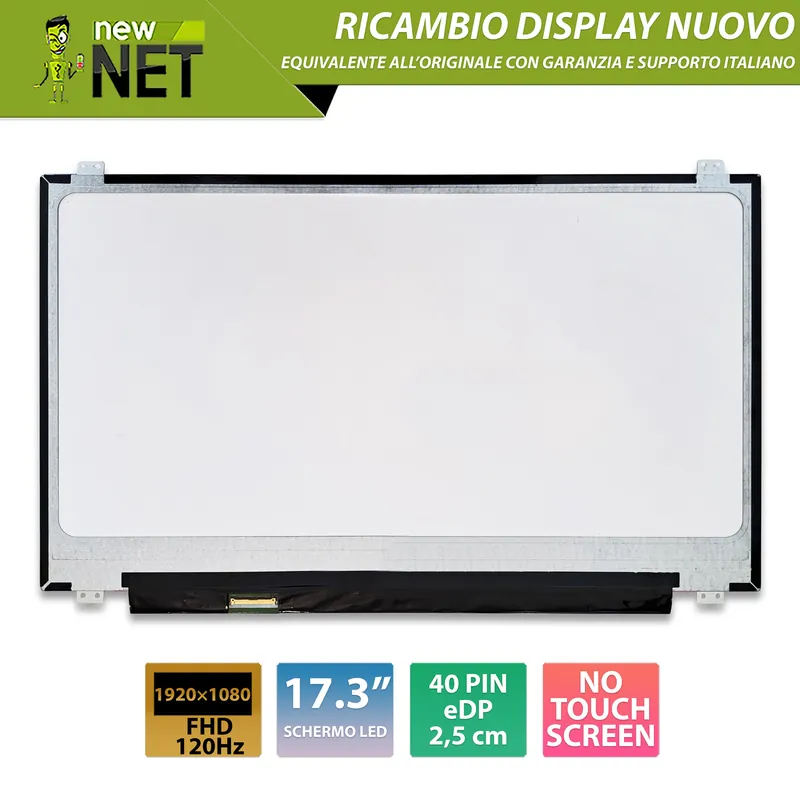 Display N173HHE-G32 REV.C1 LCD IPS 17.3 pollici 40 pin eDP, 1920×1080 FHD 120Hz