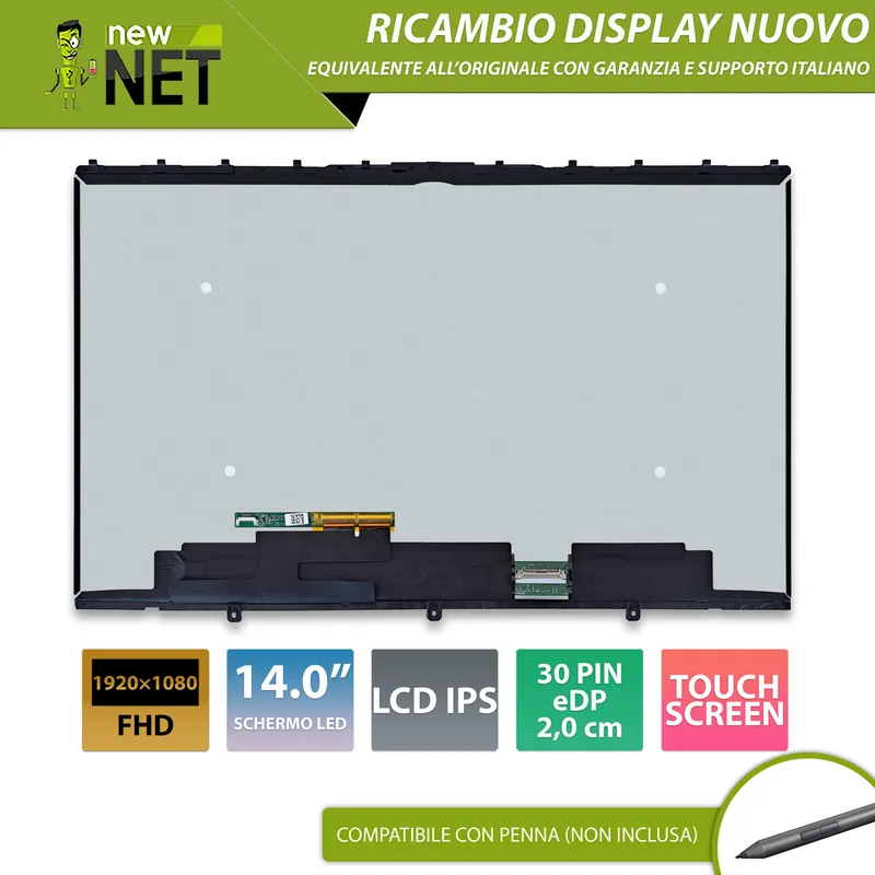 Display touchscreen 5D10S39715 per Lenovo IdeaPad Yoga 7-14, LCD IPS 14.0 pollici, Con Wacom AES per Penna
