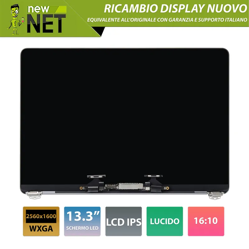 Display compatibile per Apple MacBook Pro 13″ model A1708 Late 2016 – Mid 2017, Silver (Argento)
