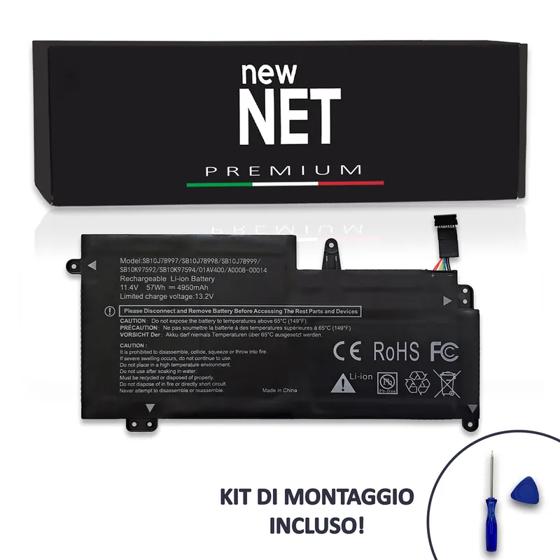 Batteria New Net Premium SB10J78997 per Lenovo ThinkPad 13 – 11.25-11.4V, 4950mAh / 57Wh