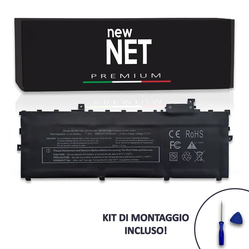 Batteria New Net Premium SB10K97586 per Lenovo ThinkPad X1 Carbon Gen 5 – 11.52-11.58V, 5100mAh / 59Wh