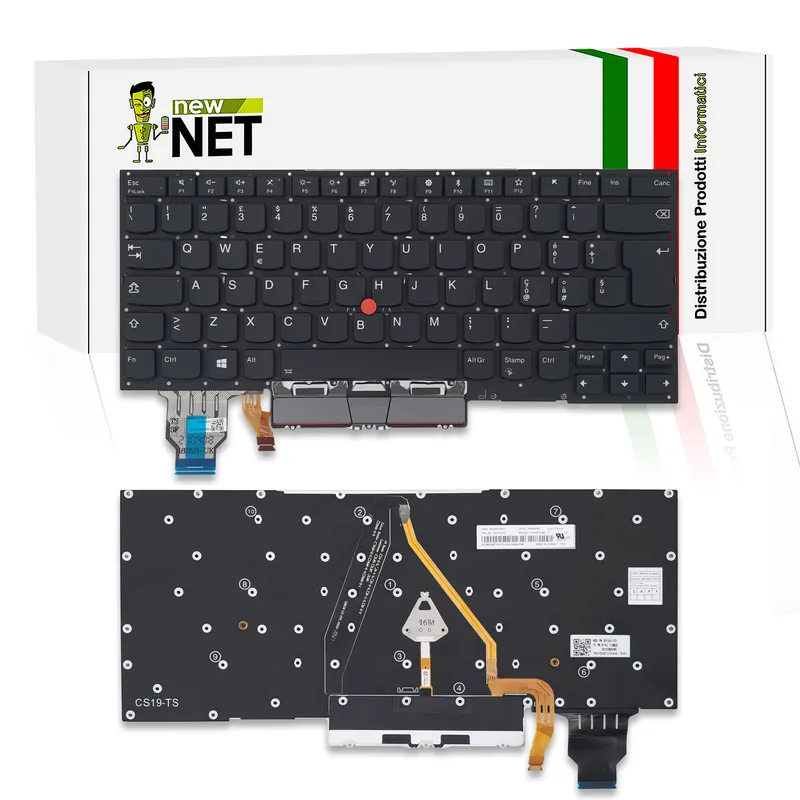 Tastiera per Lenovo ThinkPad X1 Yoga Gen 4 – senza frame, retroilluminata, con trackpoint, nera