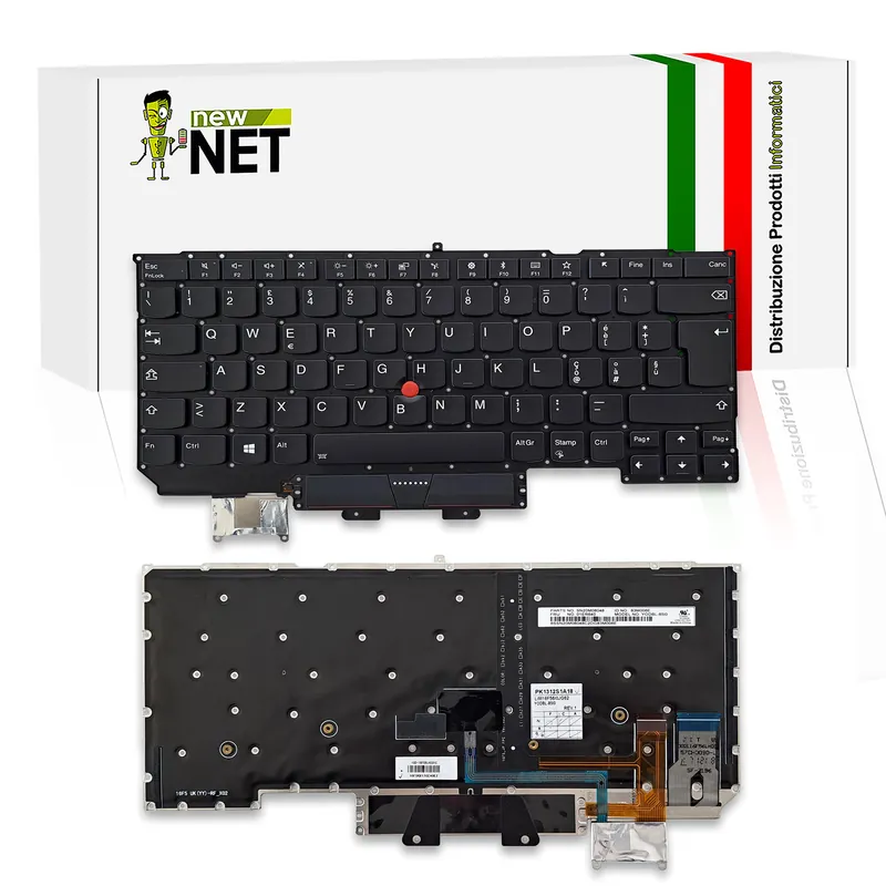 Tastiera per Lenovo ThinkPad X1 Carbon Gen 5, 6 – senza frame, retroilluminata, con trackpoint
