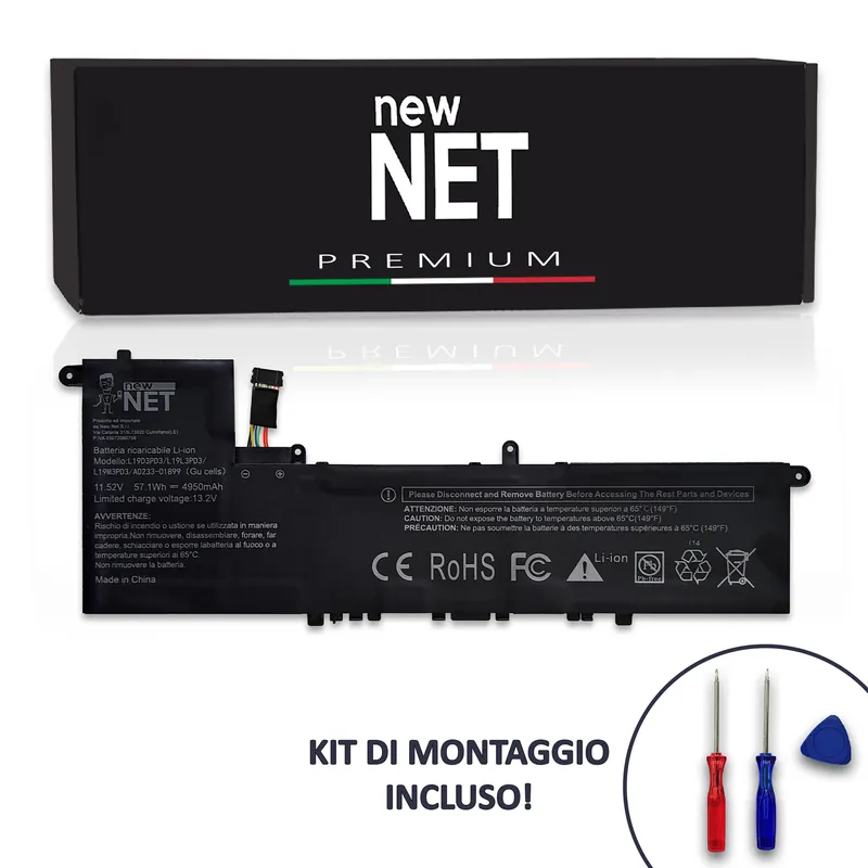 Batteria New Net Premium L19D3PD3 per Lenovo IdeaPad S540-13API – 11.52-11.55V, 4950mAh / 57.1Wh