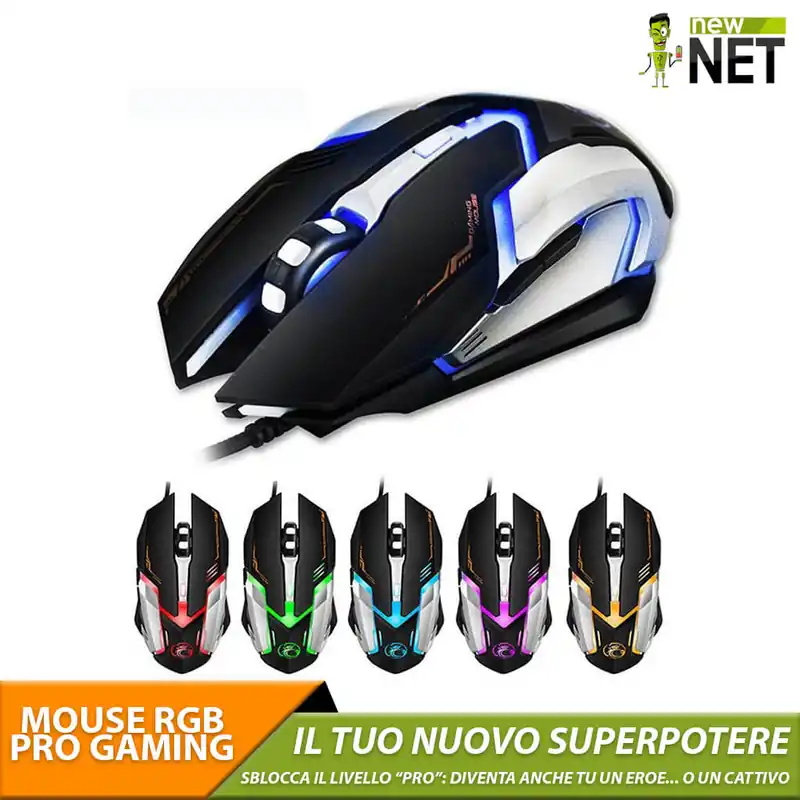 Mouse Gaming RGB cablato con DPI regolabile