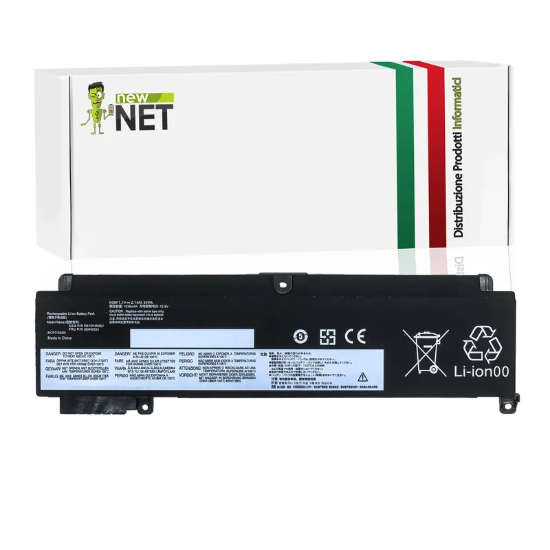 Batteria 00HW024 per Lenovo Thinkpad T460s T470s, 11.1-11.46V, 2140mAh, 24Wh