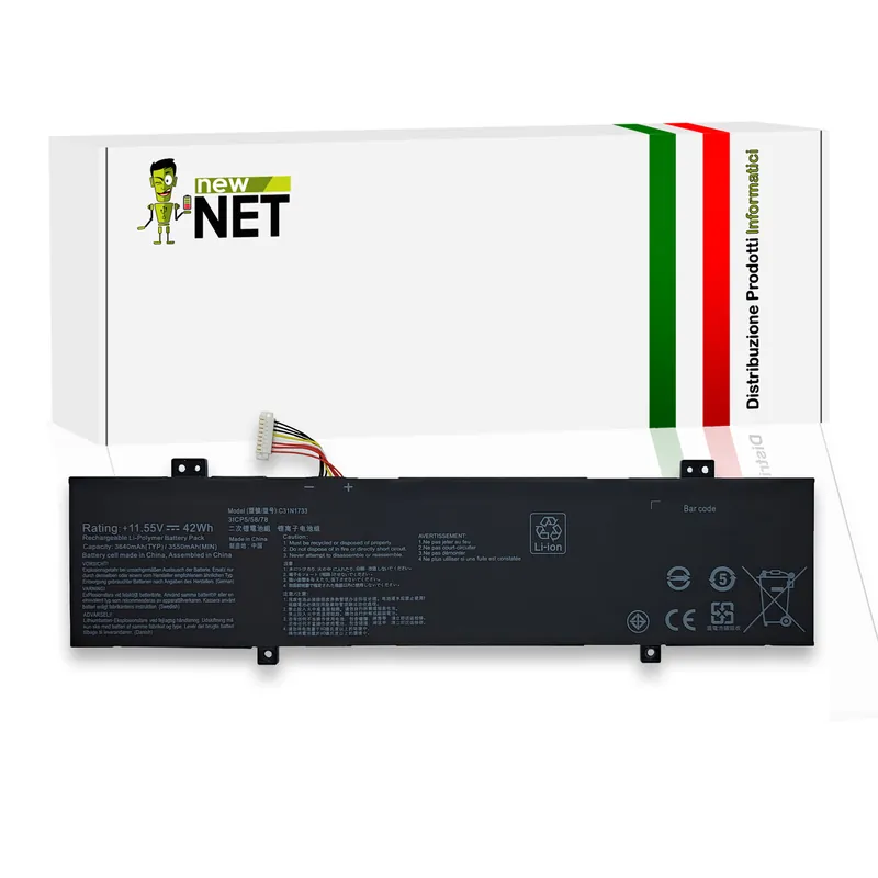 Batteria C31N1733 42Wh per ASUS VivoBook Flip 14 – 11.55V / 3640mAh