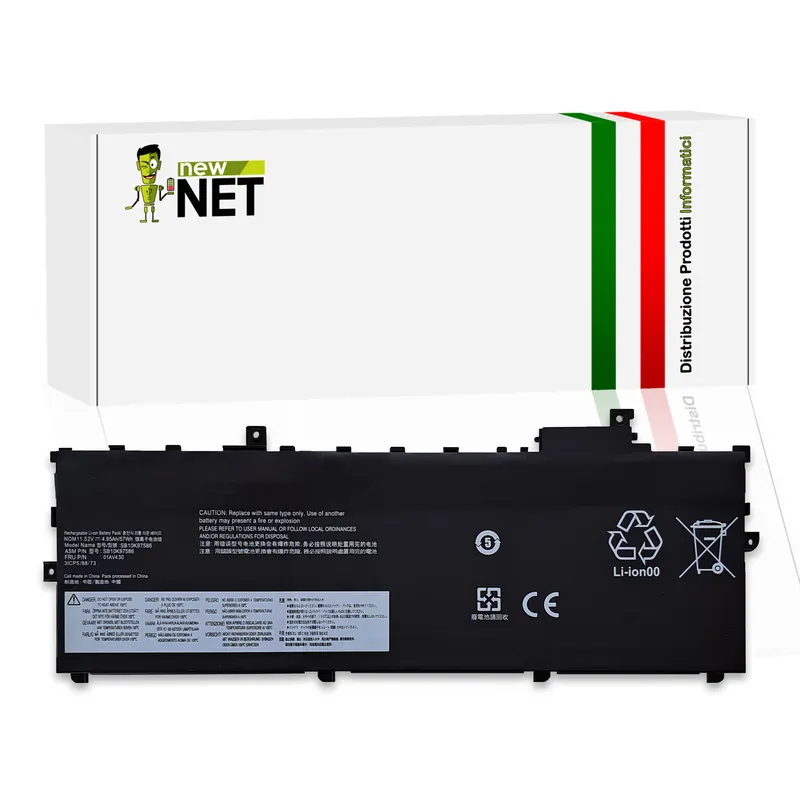 Batteria 01AV430 57Wh per Lenovo ThinkPad X1 Carbon 5th 6th Gen – 11.52-11.58V / 4950mAh