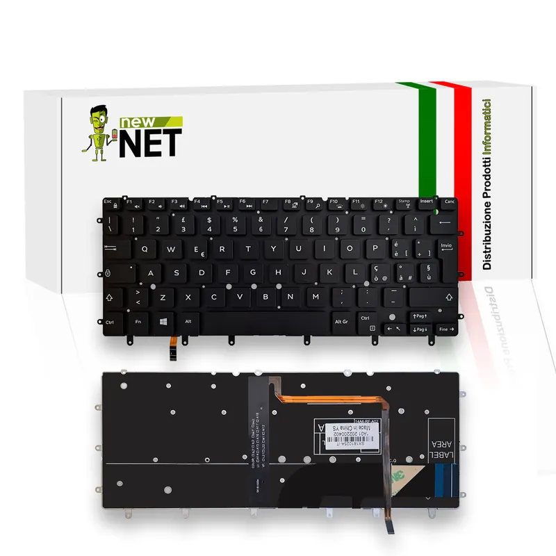 Tastiera retroilluminata per Dell Inspiron 13, Inspiron 15, XPS 13, senza frame, colore nero