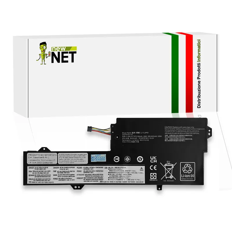 Batteria L17L3P61 35Wh per Lenovo Flex, Yoga, IdeaPad – 11,58V / 3023mAh