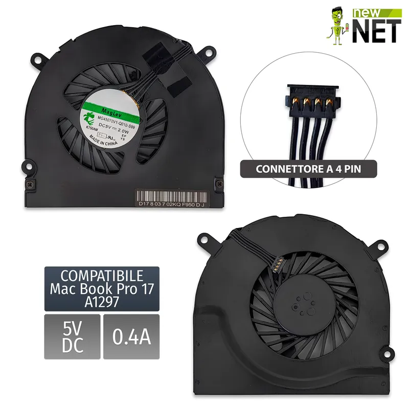 Ventola destra per Apple Macbook Pro 17 pollici A1297