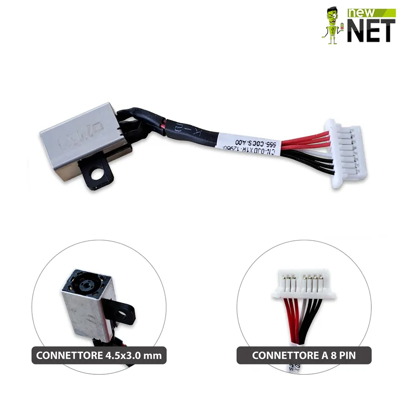 Dc Jack – Connettore di alimentazione per Dell Inspiron 11 3148 4.5 x 3.0 mm
