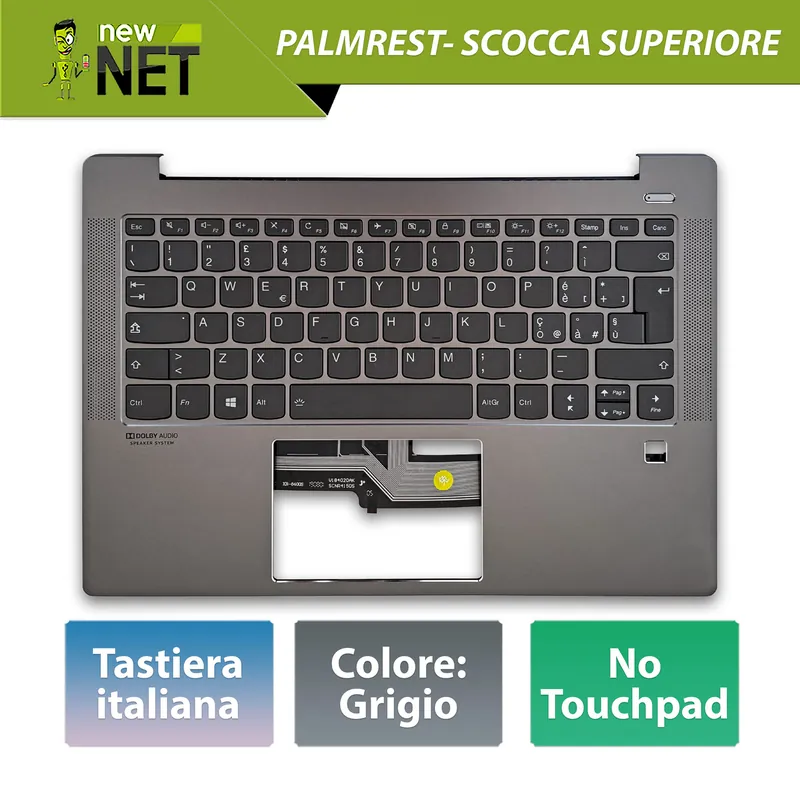 Top Case 5CB0S17227 per Lenovo IdeaPad S540-14 con Tastiera italiana, Colore Grey (Grigio)