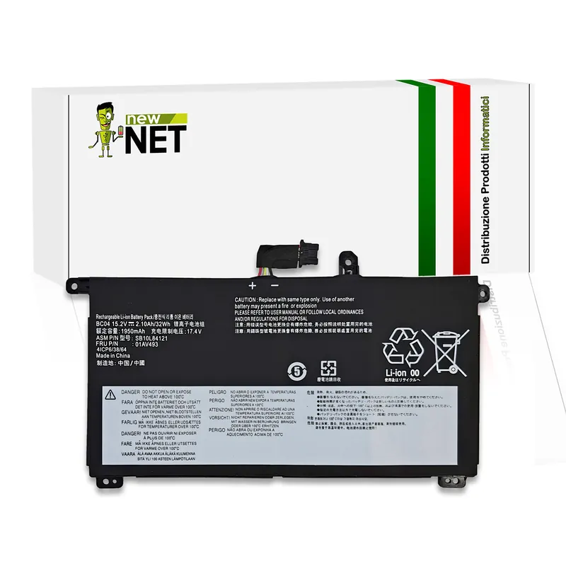 Batteria 01AV493 per Lenovo ThinkPad T580 – 15.2-15.6V, 2100mAh, 32Wh