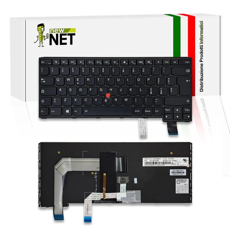 Tastiera per Lenovo ThikPad Yoga S3, 14, 460, P40, con frame nero, trackpoint, retroilluminata