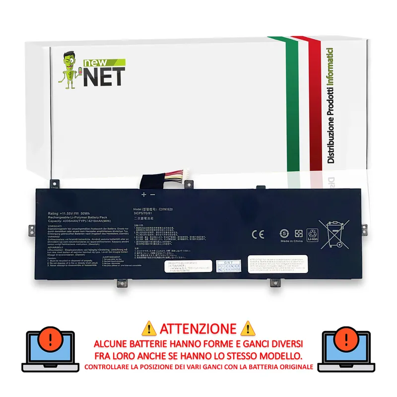 Batteria C31N1620 per Asus Zenbook – 11.55 V / 4335 mAh