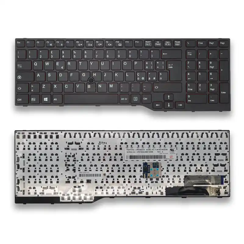 Tastiera per Fujitsu LifeBook E754 con trackpoint – frame e tasti neri