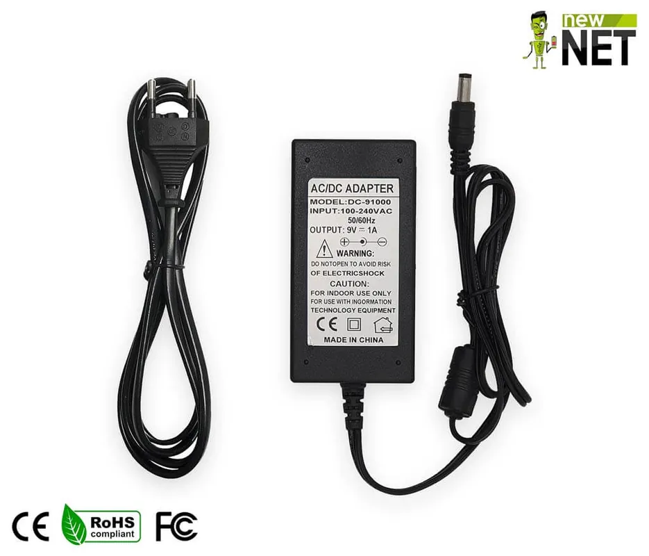 Alimentatore 9W multiuso – 9 V / 1 A – 5.5 x 2.5 mm