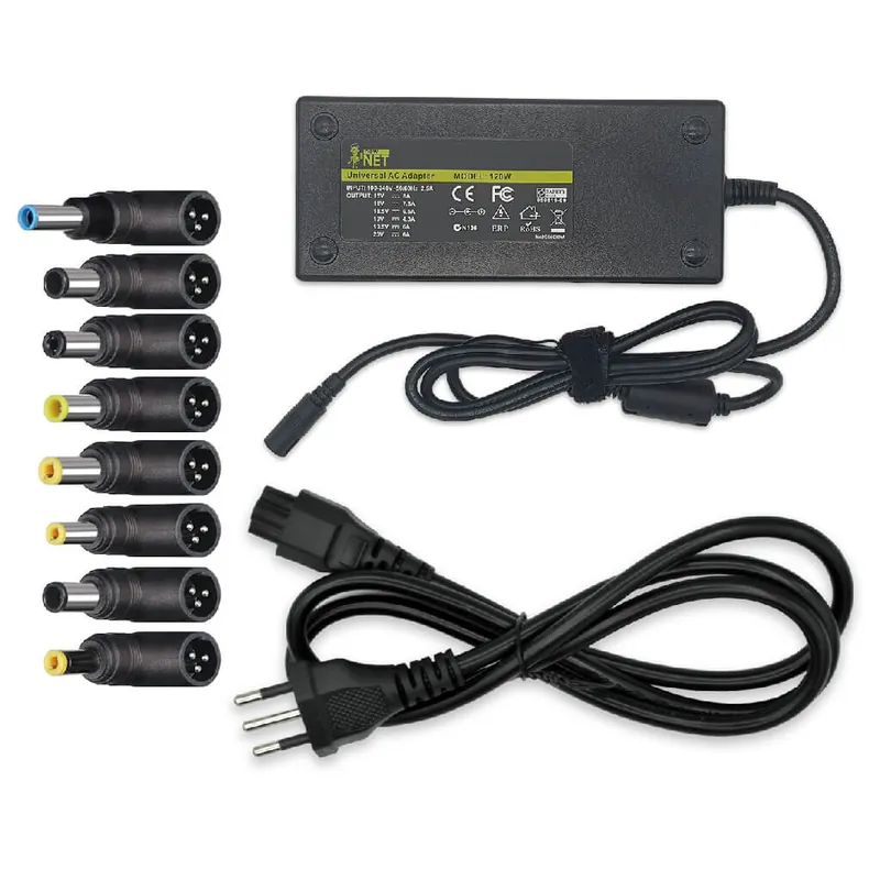Alimentatore Max 120W Universale per Notebook – da 15V a 24 V / 4 A – 12 spinotti