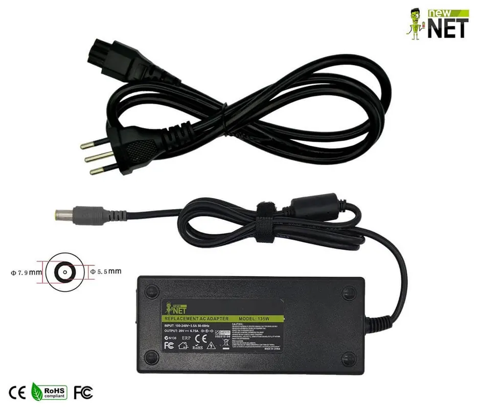 Alimentatore 135W per Lenovo ThinkPad W510 Serie – 20 V / 6.75 A – 7.9 x 5.5 mm