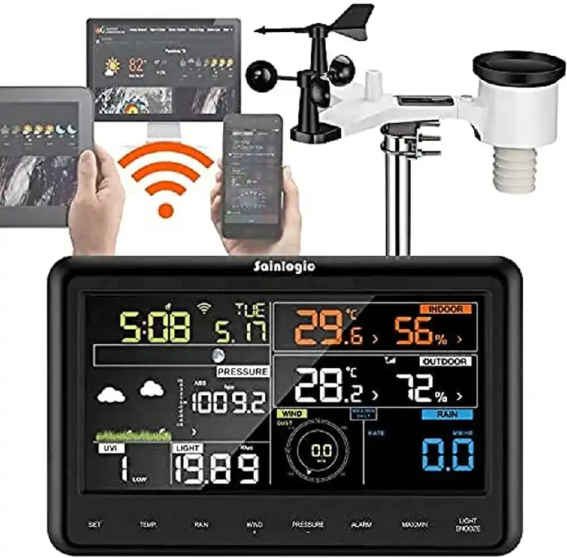 BRESSER Stazione Meteo a Colori Wi-Fi 5 in 1, Bianco