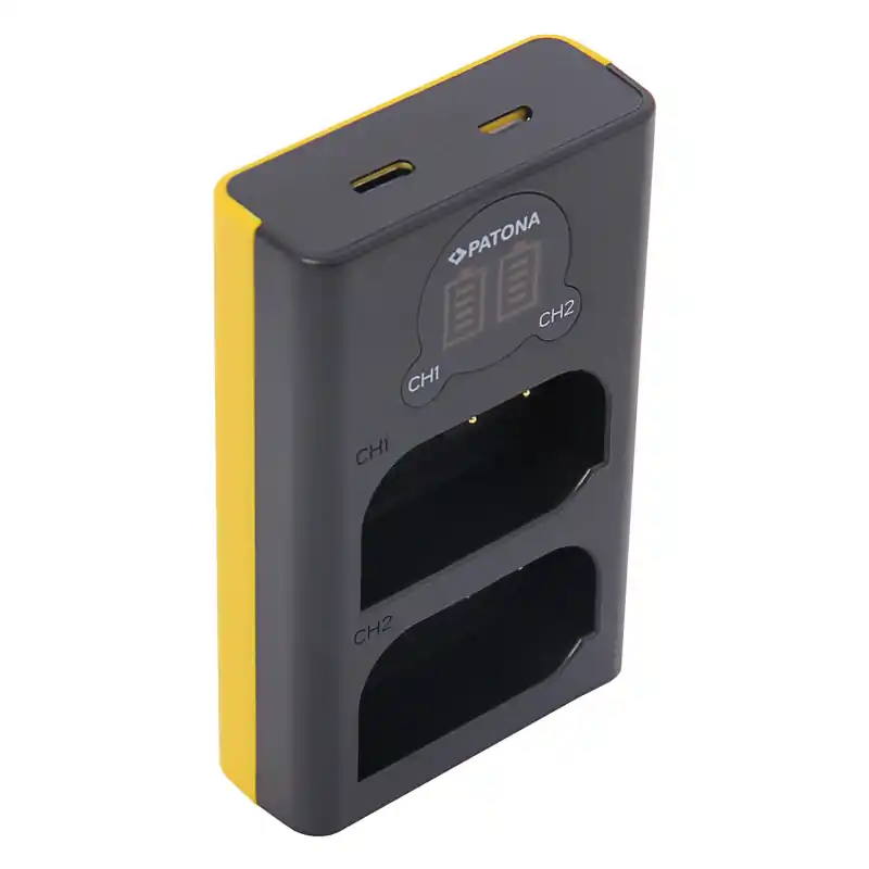 Alimentatore per batteria Panasonic DMW-BLK22, MicroUSB, doppio