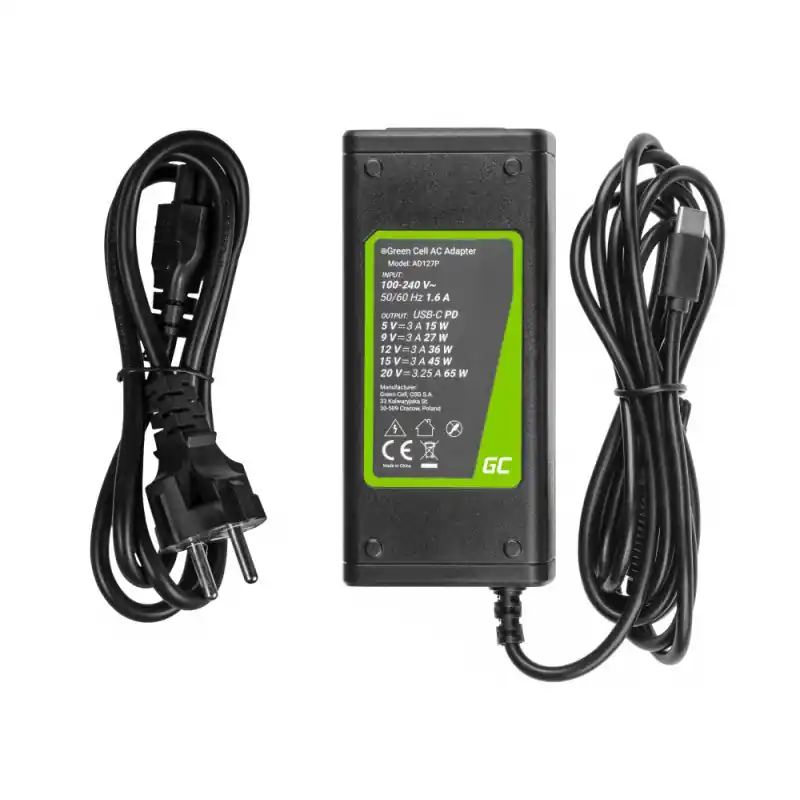 Alimentatore per notebook HP / Toshiba / Acer / Asus / Lenovo / Dell, 65W / 20V / 3,25A / connettore USB-C