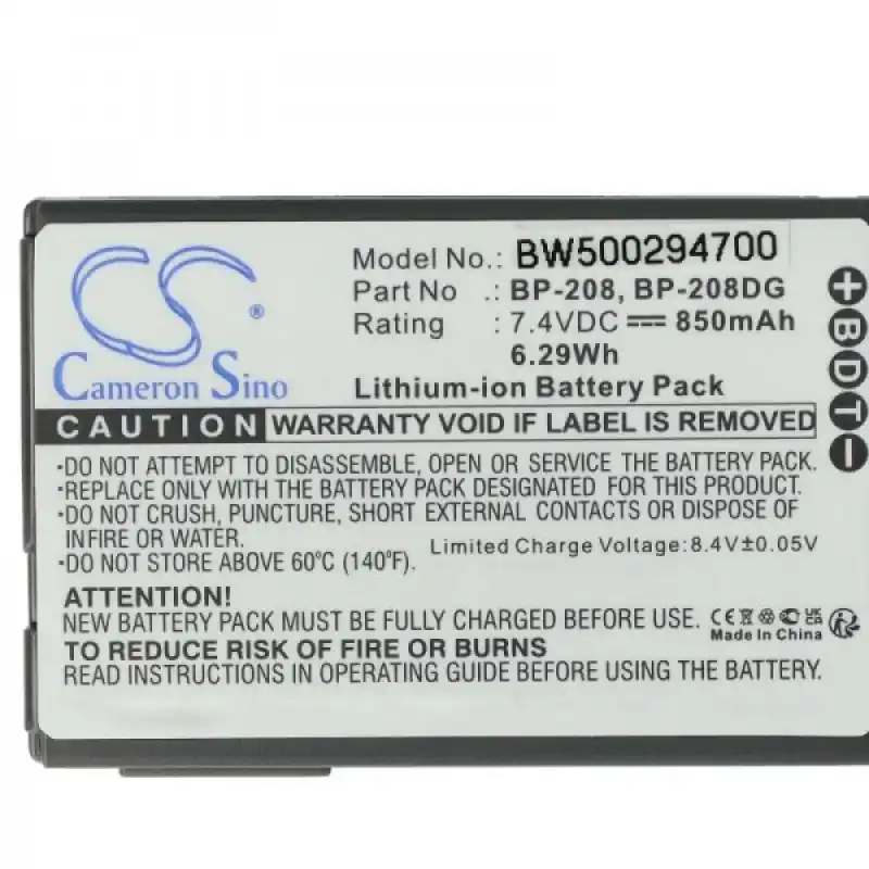 Batteria BP-208 / BP-308 / BP-315 per Canon DC30 / DC210 / MVX450 / Optura S1, 850 mAh