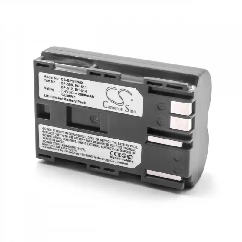 Batteria BP-508 / BP-511 / BP-511A / BP-512 / BP-514 per Canon EOS 100 / EOS D60 / Powershot G6, 2000 mAh