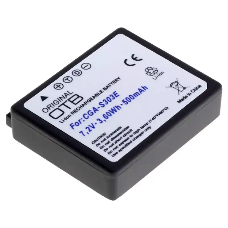 Batteria CGA-S303 per Panasonic SDR-S100 / SDR-S200 / SDR-S300, 500 mAh